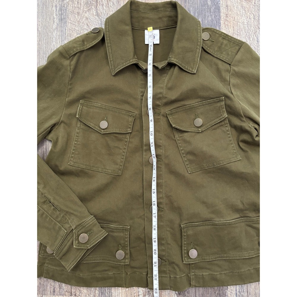 Cabi Olive Green Military Utility Jacket Cotton Stretch Button Front Style 4497 - Picture 3 of 6